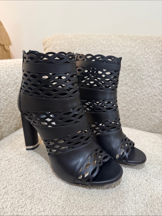 Dior Shoes - Christian Dior Black Laser-Cut Peep-Toe High Heel Booties